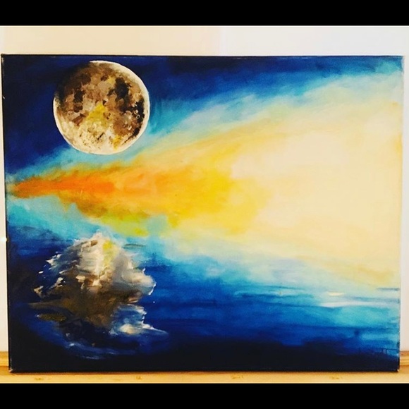 Other - 💙Moonset Finger painted Art💙